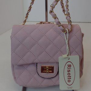 Risotto Blush Quilted Pleather Mini Cross Body Bag Goldtone Hardware New W Tags